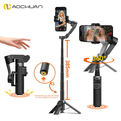 AOCHUAN Smart X3 3 Axis  Anti-Shake Gimbal Stabilizer Built-in Telescopic Rod For  iPhone And Android Smartphone Shooting Vlgo