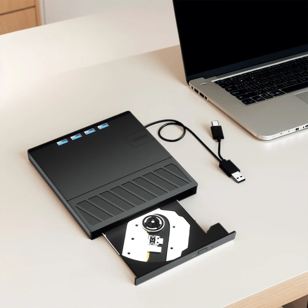 7 in 1 USB 3.0 Type C External CD DVD RW Optical Drive with SD/TF Port CD/DVD/BD -/+RW Player Burner Writer Reader for Laptop PC