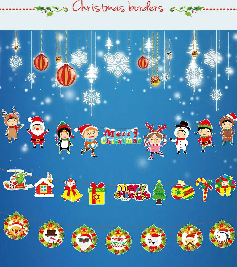 Christmas Banner Tree Ornaments Merry Decoration for Home 2025 Santa Claus Pendant Xmas Gifts New Year 2026 Flag Party Pulling