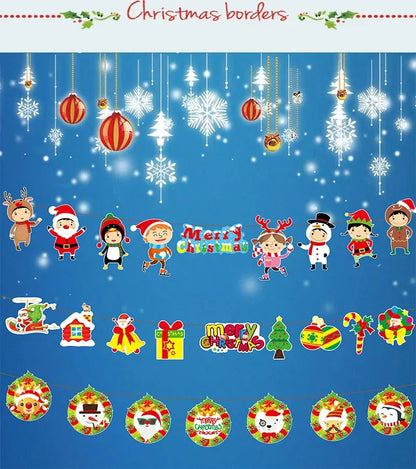 Christmas Banner Tree Ornaments Merry Decoration for Home 2025 Santa Claus Pendant Xmas Gifts New Year 2026 Flag Party Pulling