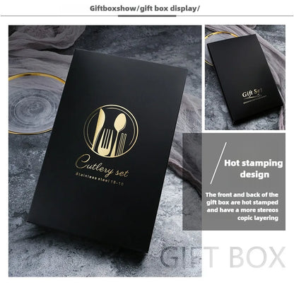 2PC/4PC Cutlery Set Stainless Steel Glossy Titanium Black Gold Cutlery Knife Fork Spoon Tea Spoon Set Kitchen Accessories