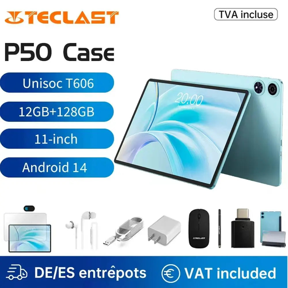 【New】Android 14 Teclast P50 Case Tablet 11" 90Hz Screen Unisoc T606 Octa-Core 4GB 128GB LPDDR4X Wifi BT5.0 7000mAh Battery