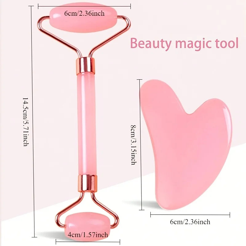Facial roller and gua sha set, facial massage tools for skincare, relaxation, home beauty, and daily use