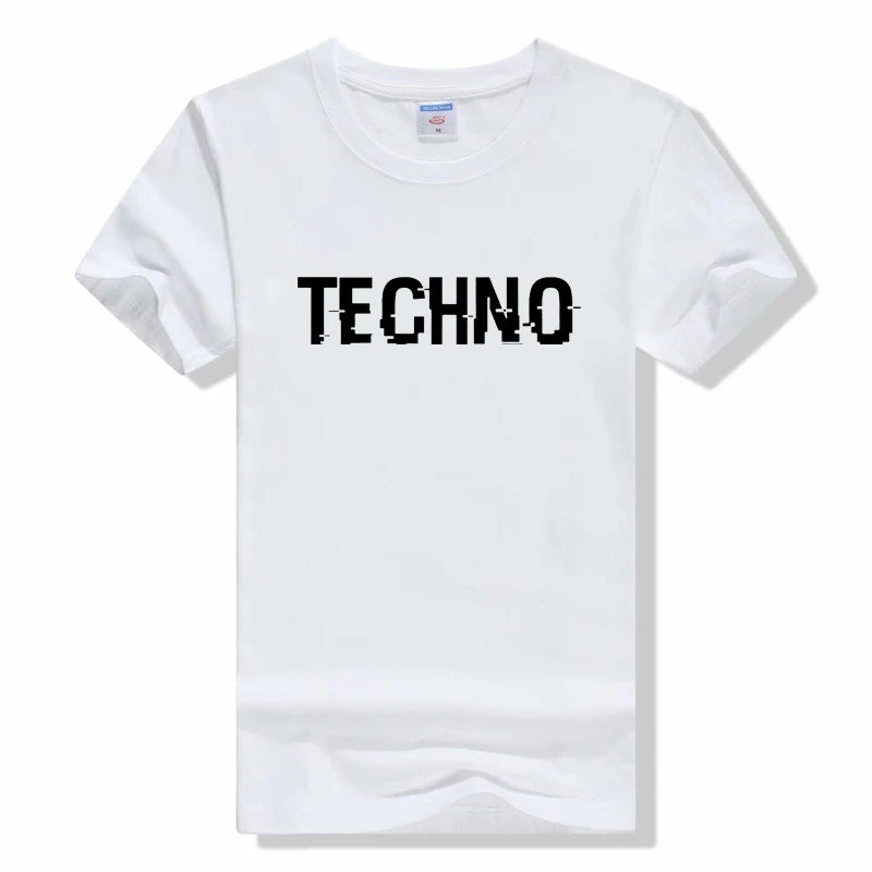 Funny T shirt men Tops Techno T-Shirt Sexy Techno Hub 2 Letter Print Cotton Sleeve Humor Style tshirt Techno short sleeve tshirt
