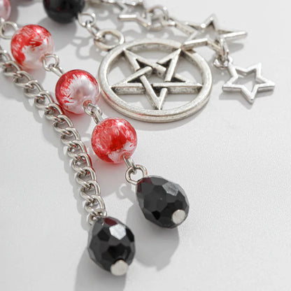 Salircon Gothic Cross Love Heart Skull Key Pendant Keychain for Women Trend Black Bowknot Key Ring Female Halloween Y2K Jewelry