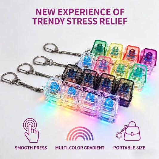 2026 HOT Multi-Style LED Light-Up Keycap Keychain Clicker Fidget Toy Stress Relief Portable Desk Accessory for Kids Adults by PDG ibma