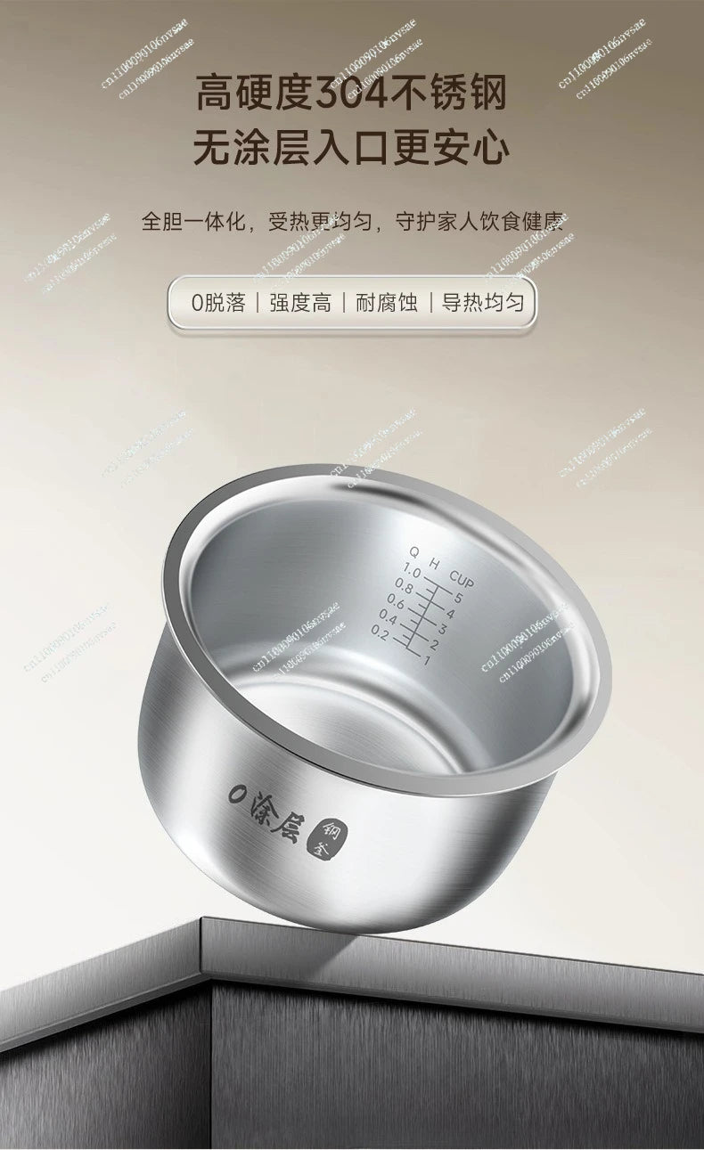 Rice cooker stainless steel 0 coated 3-4 people mini household rice soup separation 2-3 people rice cooker