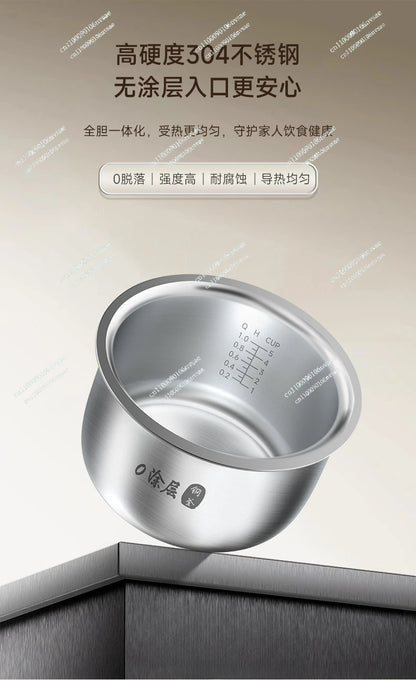 Rice cooker stainless steel 0 coated 3-4 people mini household rice soup separation 2-3 people rice cooker