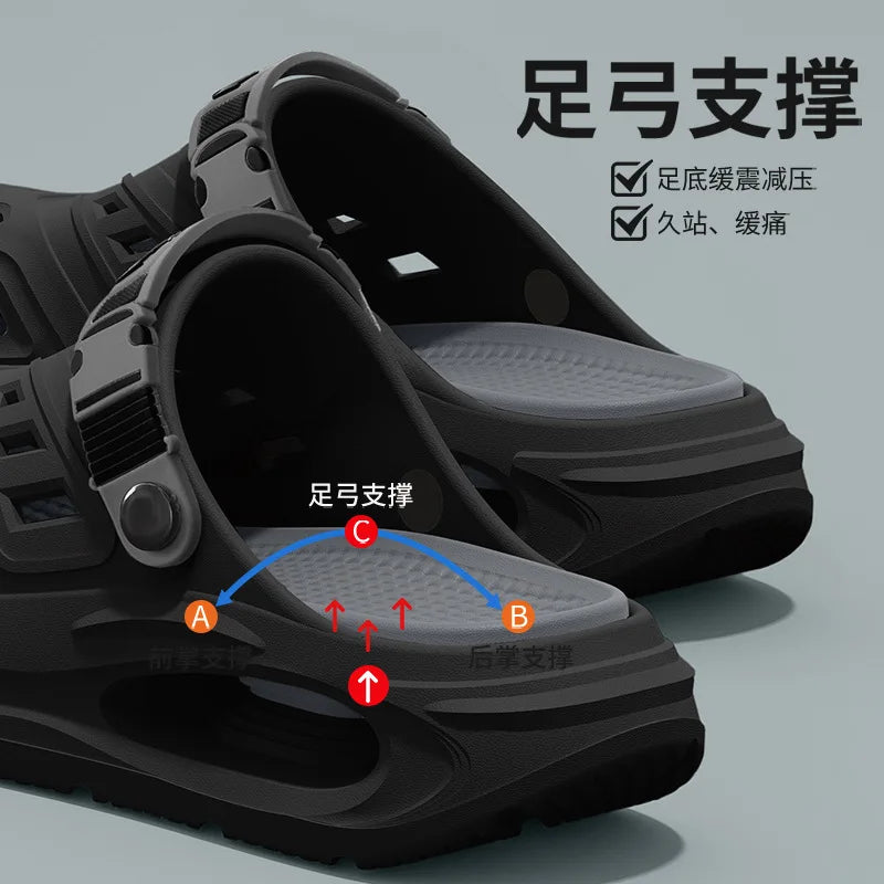 Cave Shoes for Men's Summer New Style, Non Slip and Non Tiring, Foot Arch Support, Outdoor Cool Slippers for Men Mens Shoes