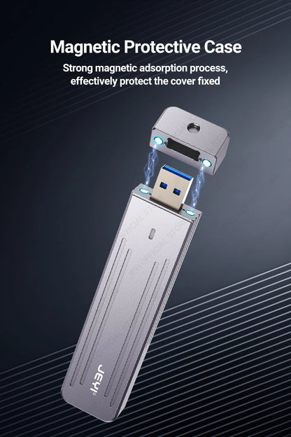 JEYI M.2 NVMe(USB 3.2 10Gbps)Direct-attach  Enclosure,USB-A Plug In-line Aluminum 2242 2280 SSD Case With Magnet Protective Case