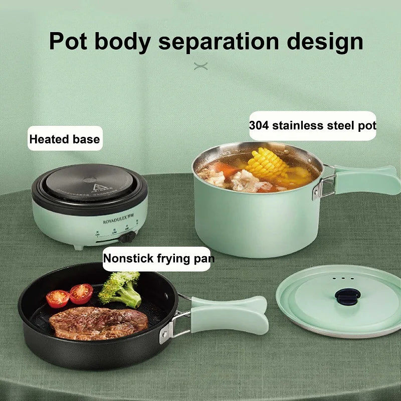1.7L Folding Electric Cooker 3 Gear Adjustment Non-stick Electric Frying Pan Travel Hot Pot Dormitory Multi-function Pot 220V
