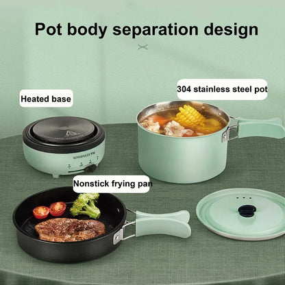 1.7L Folding Electric Cooker 3 Gear Adjustment Non-stick Electric Frying Pan Travel Hot Pot Dormitory Multi-function Pot 220V