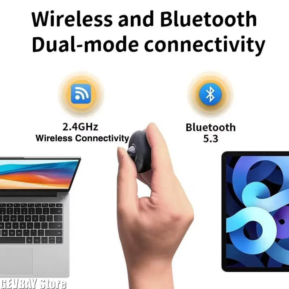 NEW Trackball Finger Ring Mouse 2.4G+Bluetooth Wireless Remote Control Mice for Short Video/PPT Speech/In-Vehicle Display Screen