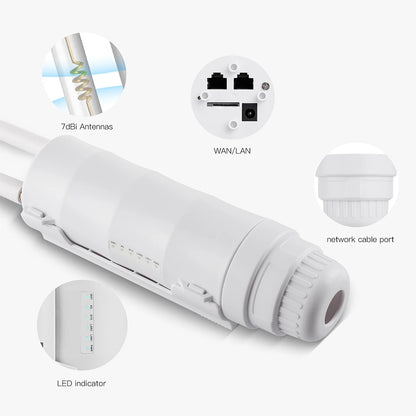 KuWFi 300Mbps Outdoor LTE Router CAT4 4G Router Wireless Wi-Fi Detachable External Antenna WAN LAN Port Support 24V POE 64 Users