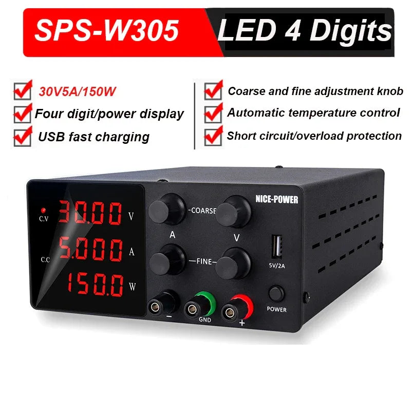 KUAIQU High Precision 30V10A Adjustable DC Stabilized Power Supply, Laboratory Specific Digital Display Power Supply, Aging Test