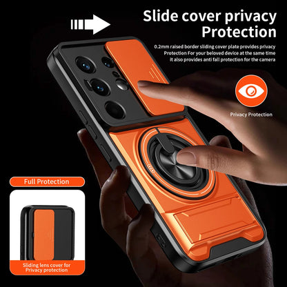 KEYSION Magnetic Phone Case for TECNO Camon 50 Pro 50 Ultra 5G Slide Camera Protection Upright Kickstand Ring Shockproof Cover