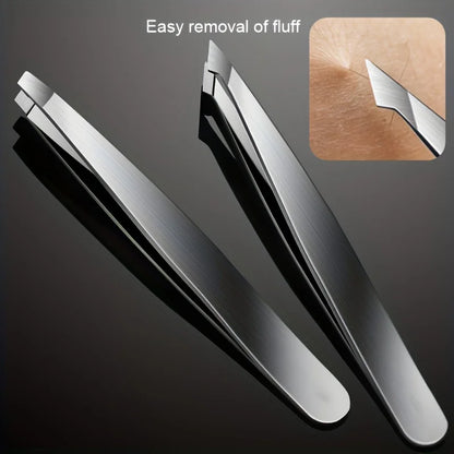 Ouriner Eyebrow Tweezers Set 4 Pcs Stainless Steel Eyebrow Forceps Professional Beauty Tool Set For Facial Hair Manicure Tool