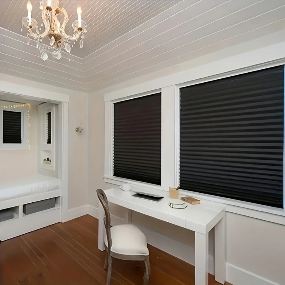 Window Shades Non-woven Fabric Pleated Zebra Blinds Roller Room Blackout Curtain For Living Room Balcony Easy Installation
