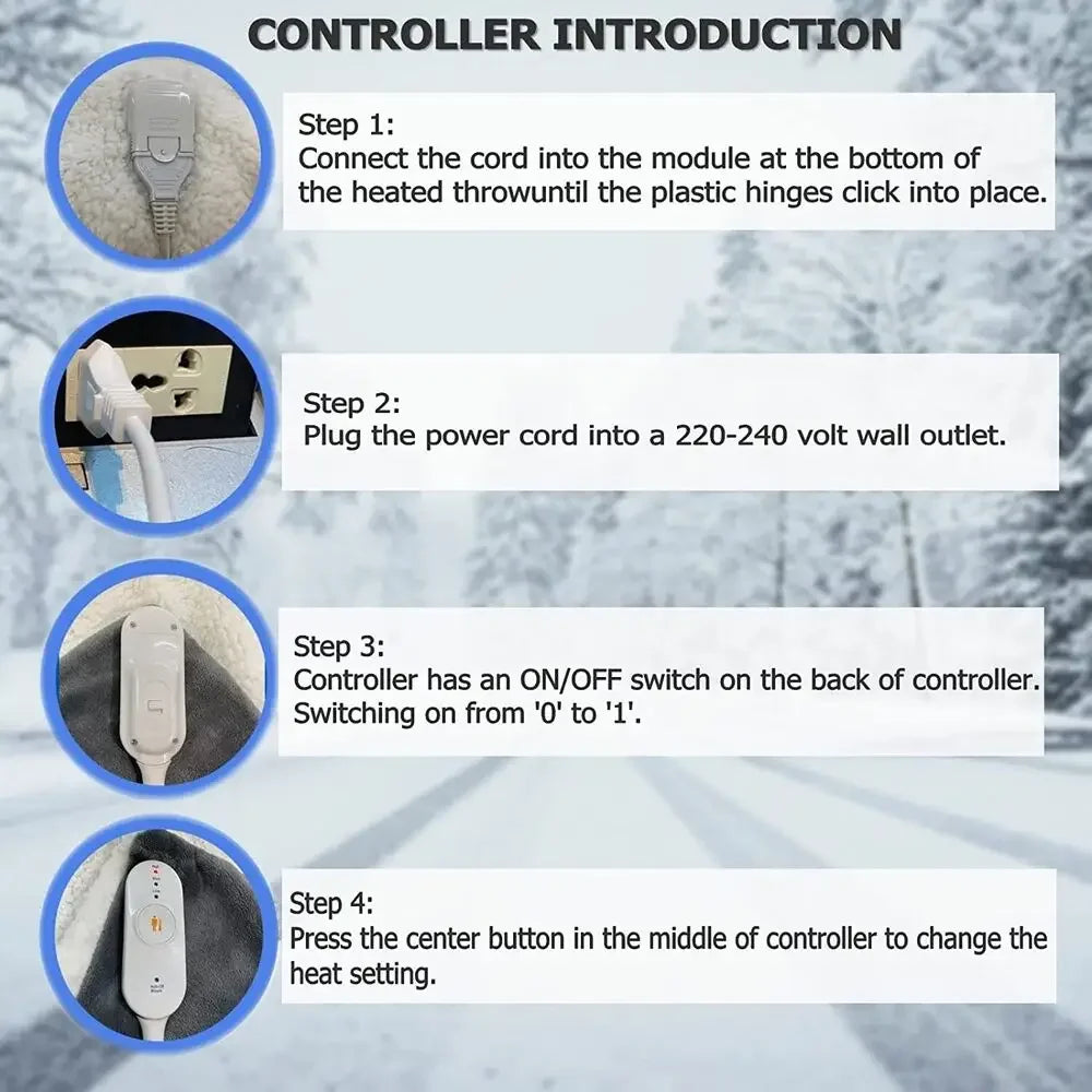 Electric Heated Under Blanket 3 Heat Setting Heated Mattress Cover 150x160cm for Electric Blankets for Beds