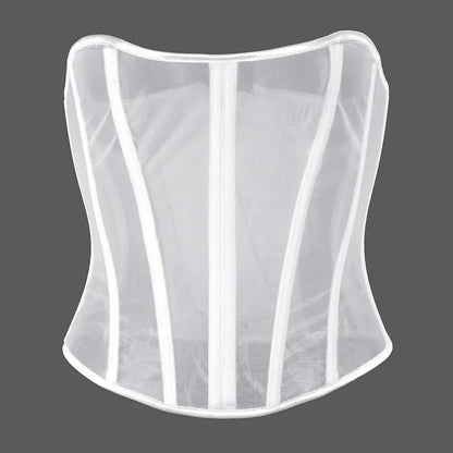 Sexy Thin Body Shaper Underwear Corset Waist Trainer Lingerie Lace Corsets Perspective Mesh Shapewear Women Fashion Clothes Faja