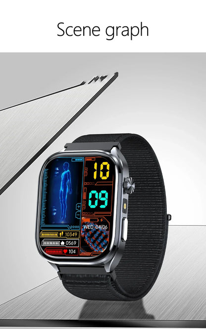 New Uric Acid Blood Lipids AI-GPT ECG Smartwatch Micro Physical Examination Body Analysis Men BT Call LED Flashlight Smartwatch