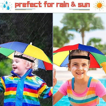 Foldable Head Umbrella Hat Portable Foldable Rain Umbrella Hat Outdoor Fishing Sunshade Hat for Golf Gardening Camping