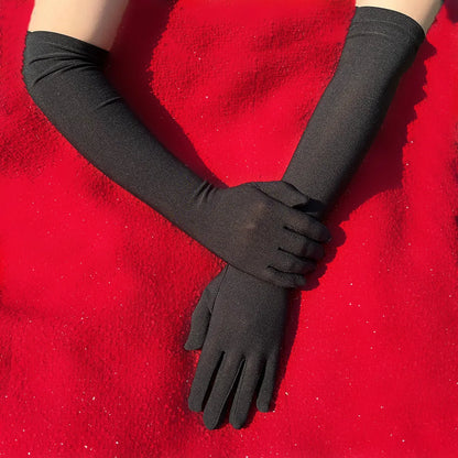 Ladies Mittens Milk Silk Stretch Ladies Gloves Festival Party Group Show Bar Dance Dress Up Gloves 45Cm Long Gloves C013