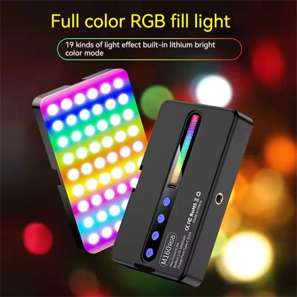 FANGTUOSI NEW RGB Video Light With Display Screen Mini Fill Camera Light Selfie Lighting Rechargeable Dimmable Hot shoe mouth