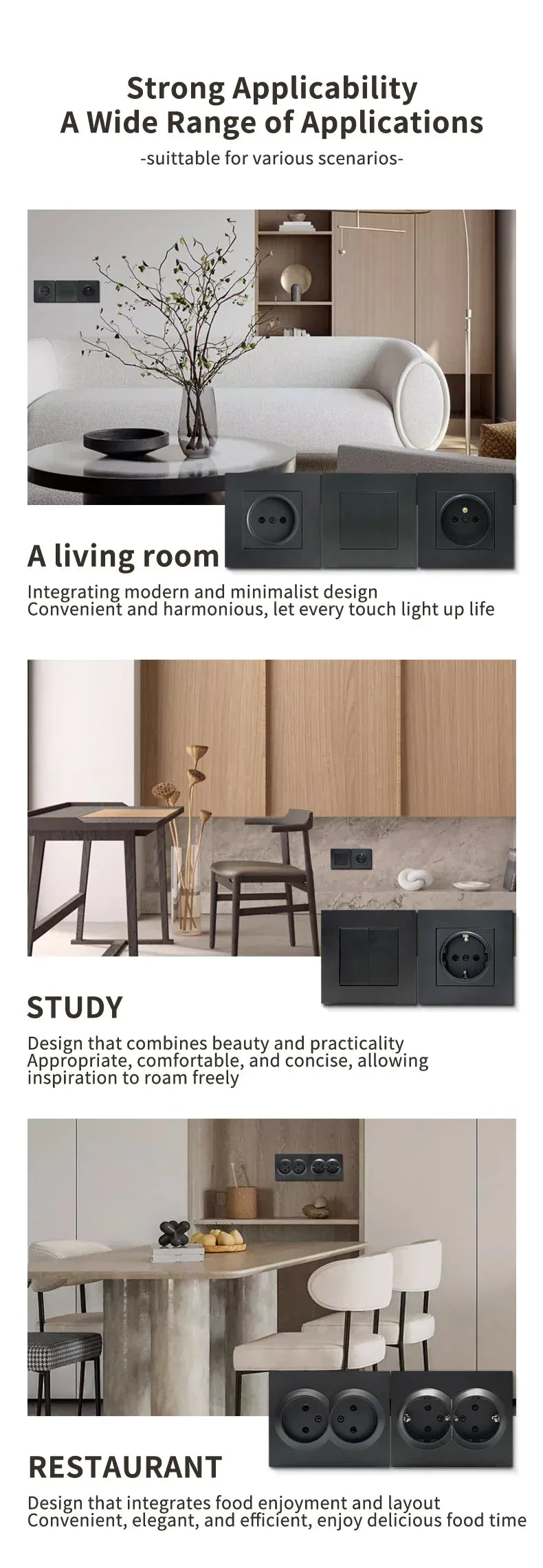 Black 250V With Ground Paint Plastic Plugs Socket AC EU Standard Flame Retardant Electrical Outlets Classic Wall Embedded Socket