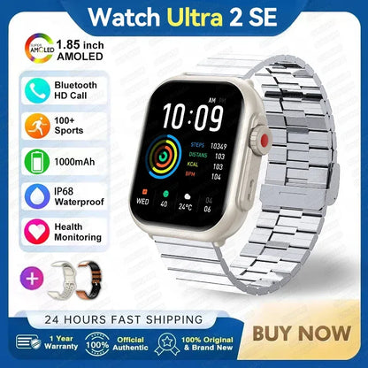 Watch Ultra 2 SE Men Women 1000mAh AMOLED Heart Rate 100+Sport Bluetooth Call GPS Track Waterproof Smart Watch For IOS Android