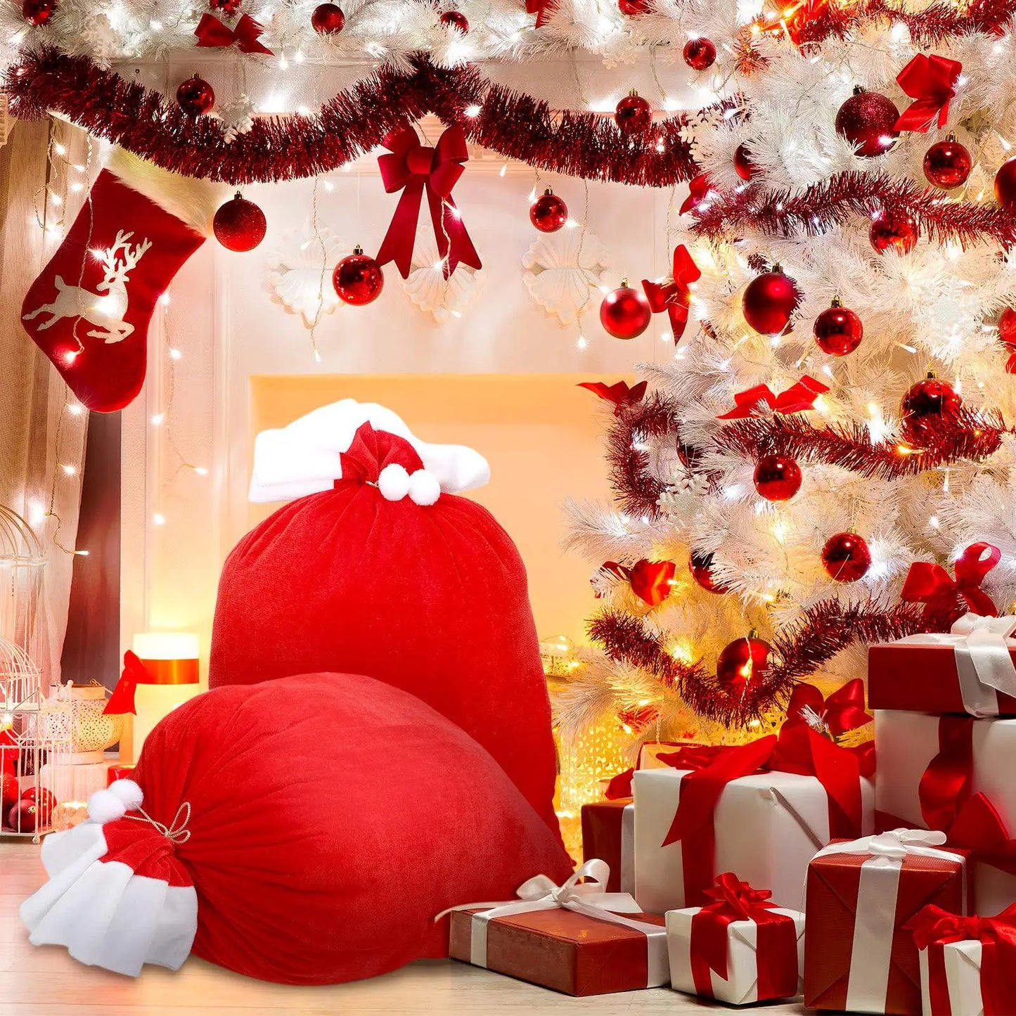 Santa Claus Backpack Large Christmas Gift Bag Candy Gift Bag Christmas Eve Bundle Pocket