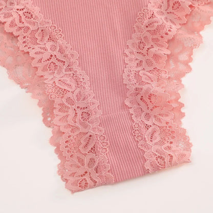 4Pcs/Set Seamless Cotton Brazilian Pants For Women Elastic High Waist Breathable Underpants Ladies Lace Panties Sexy Lingerie