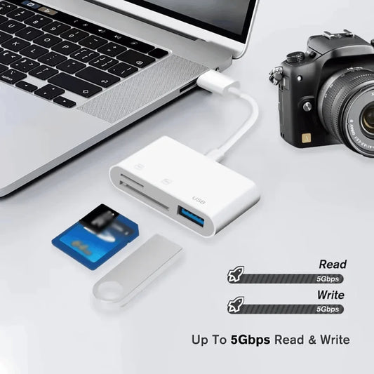 3 In 1 USB Type-C Adapter TF SD Memory Card Reader OTG USB C Card Connector For iPhone 16 15 Pro Max Plus Xiaomi Adapter by PDG ibma