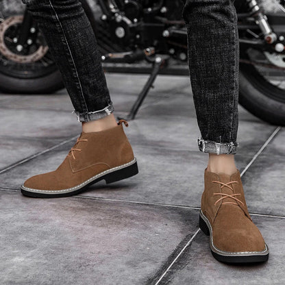 2025 Hot Selling High Top Retro Mens Casual Shoes Outdoor Wear-resistant Lace Up Flat Shoes Autumn and Winter Warm Walking Shoes