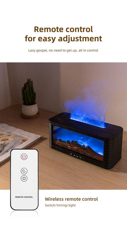 250ml Flame Fireplace Aroma Humidifier Colorful Light Aromatherapy Essential Oil Diffuser with Timed Auto Off for Home Bedroom