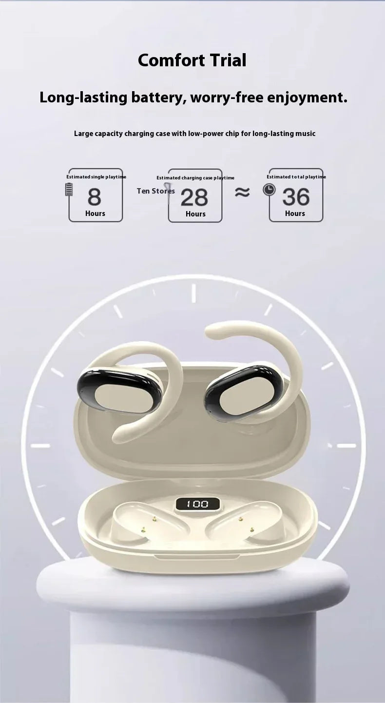 OWS Headphones Over-Ear Open-Ear Wireless Bluetooth Earphones Style Noise Cancellation Rotatable Feature With Mic Portable Audio