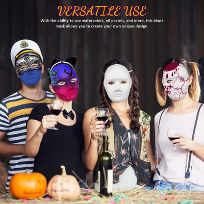 4pcs Full Face Masks Blank White For Halloween Cosplay Party Craft Shrink Pores Moisturizing Facial Mask Make Skin Glowy