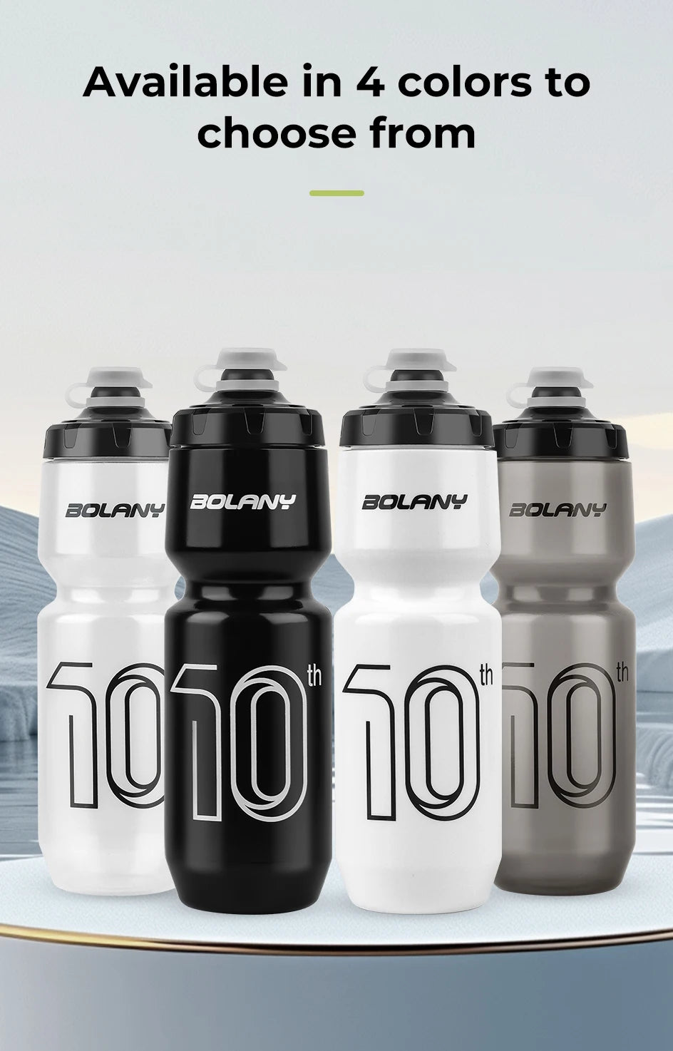 BOLANY 750ML Sports Bottle 10th Rubber Transparent Plastic with lid Bottle Portable Squeeze Drinking Outdoor Cycling Kettle