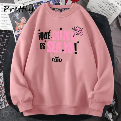 Sweat-shirt RBD Rebelde Tour Femme « I Que Dificil Es Ser Yo » à capuche, style Harajuku Streetwear, vêtements d'automne