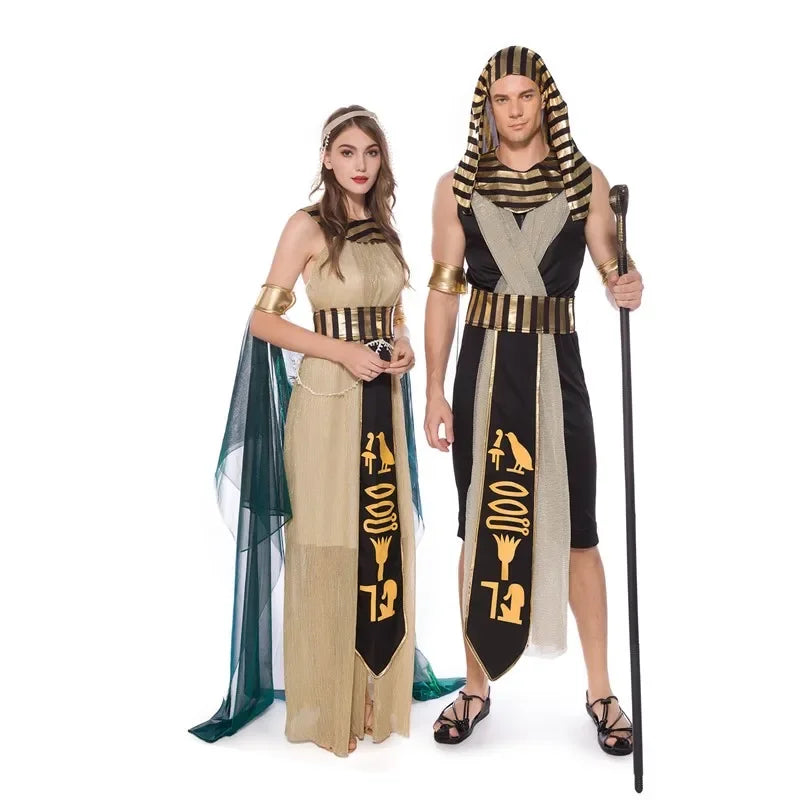 Robe Cosplay pour Couple, Costume de fête de carnaval antique égyptien, paon cléopatra, Halloween, médiéval, King, Queen, déesse