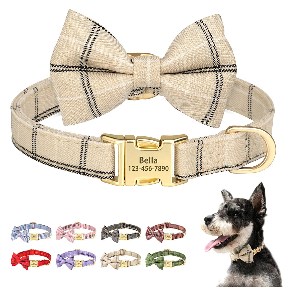 Personalized Dog Collar Cute Bowtie Puppy Cat Free Engraving Pet Buckle Collar For Small Medium Dogs Cats Chihuahua Yorkshire