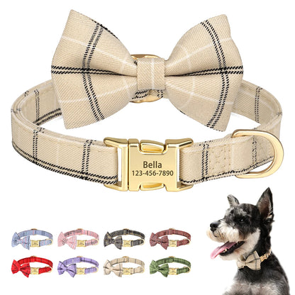 Personalized Dog Collar Cute Bowtie Puppy Cat Free Engraving Pet Buckle Collar For Small Medium Dogs Cats Chihuahua Yorkshire