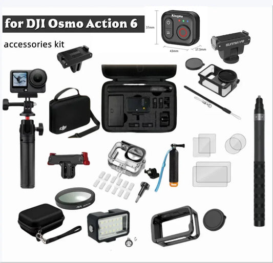 For DJI Osmo Action 6 Accessories Kit Screen Film Protector Silicone Case Magnetic Adapter Frame Cage shoulder bag filters bag