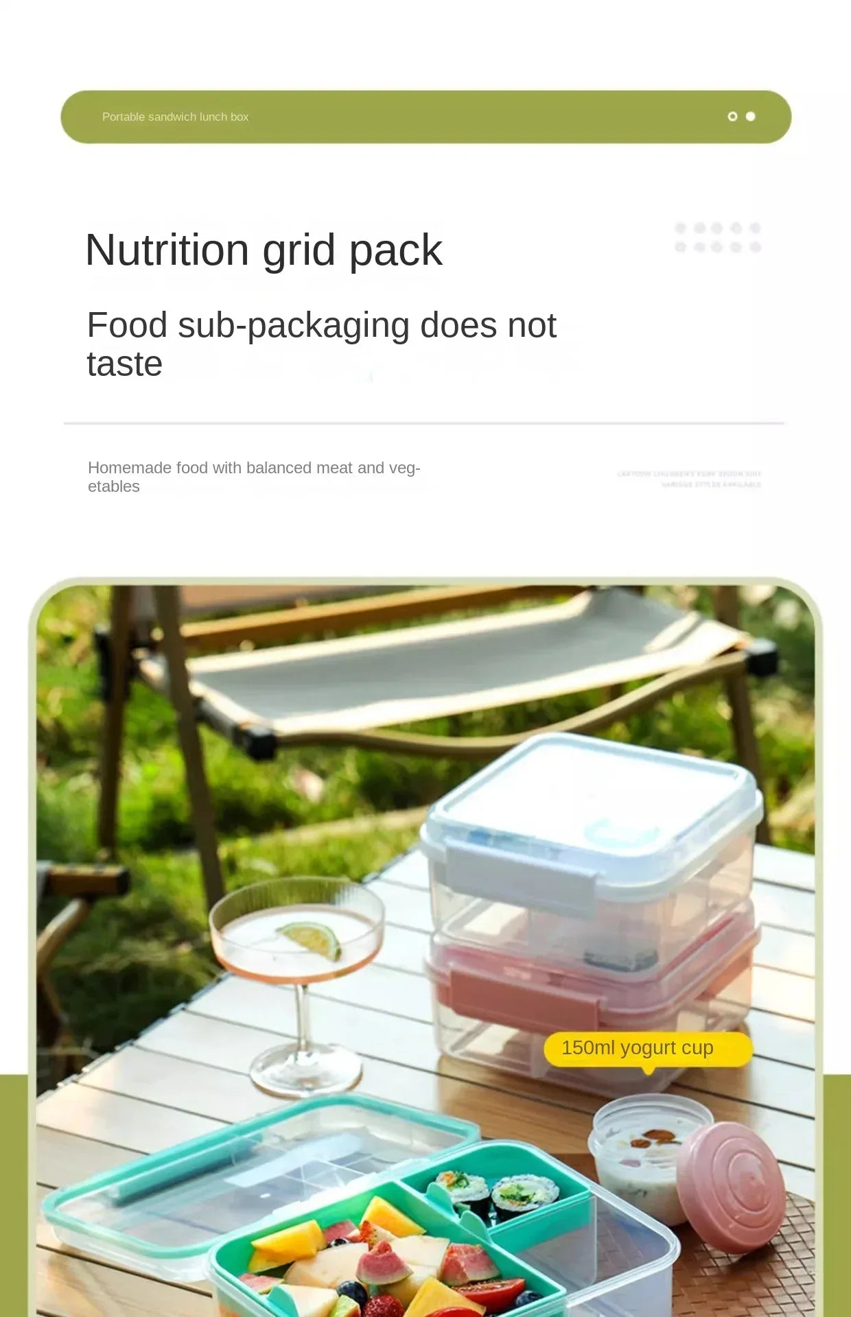 Portable Handle Design Double Layer Lunch Box Compartment Bento Boxes Students Toddler Bento Containers Outdoor Salad Picnic Box