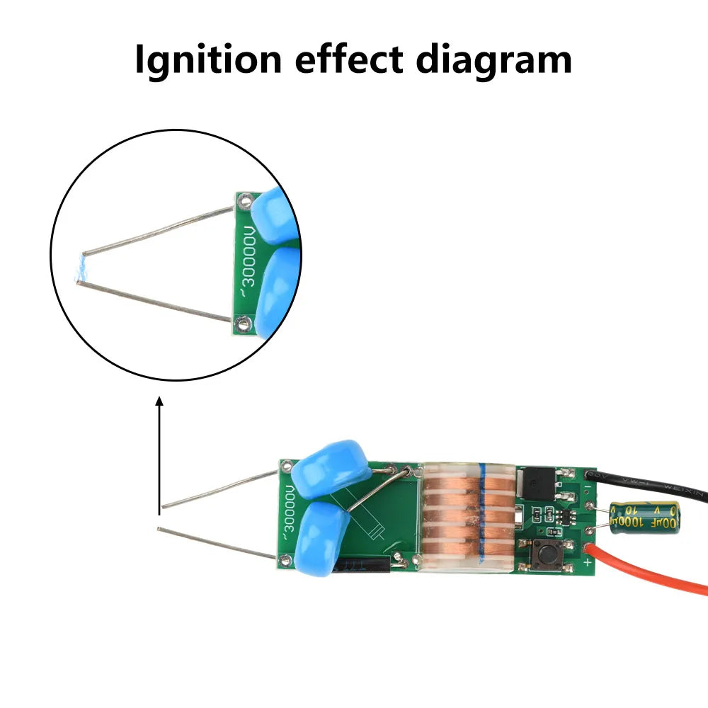 DC 3.3V-5V to DC 15-30KV Arc Igniter High Voltage Module No-load High Power High Voltage Booster Module Adjustable Voltage Coil