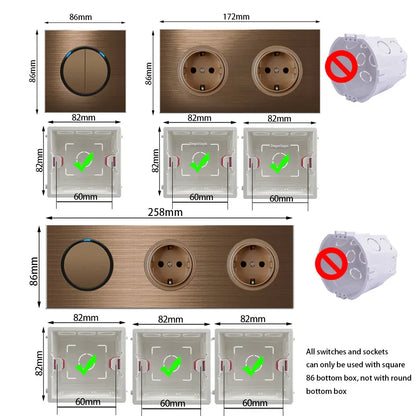 High quality coffee color universal Retro Eu FR 220V wall light switch,Reset button switch electrical socket with LED indicator