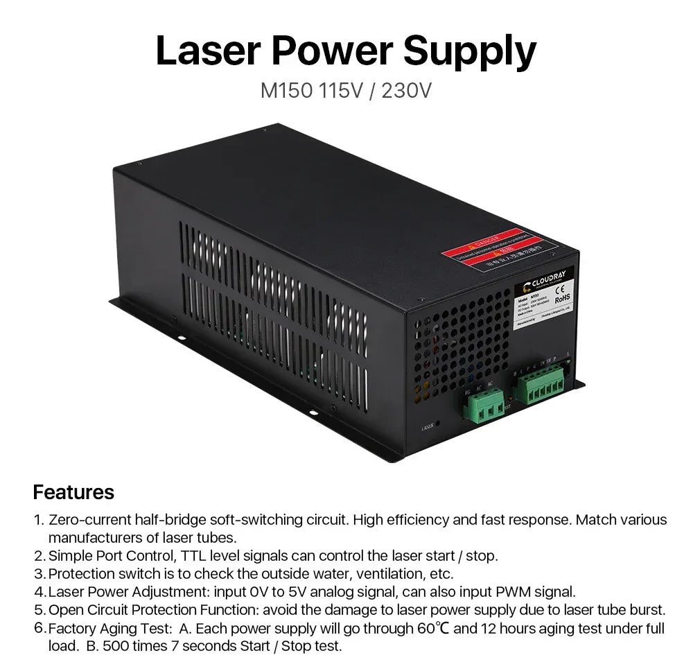 Cloudray 130-150W CO2 Laser Power Supply for CO2 Laser Engraving Cutting Machine M150 Category