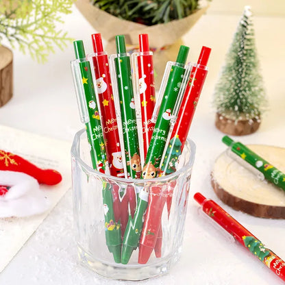 50Pcs/Lot Cute Christmas Press Gel Pens Cartoon Santa Claus Kawaii Christmas Gift Black Ink Pen Student School Office Supplies