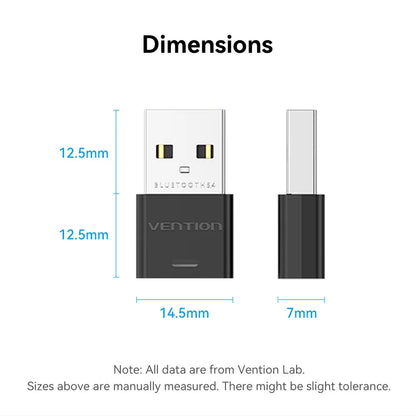 Vention USB Bluetooth Adapter 5.0 5.1 5.3 5.4 6.0 Dongle for PC Speaker Wireless Mouse Keyboard Music Audio Receiver Transmitter