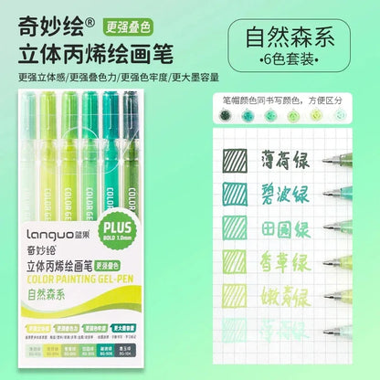 150/6 Colors Acrylic Gel Pen Student Diary Scrapbook Painting DIY Gel Pen Set Color Drawing Doodling Art Markers School Supplies